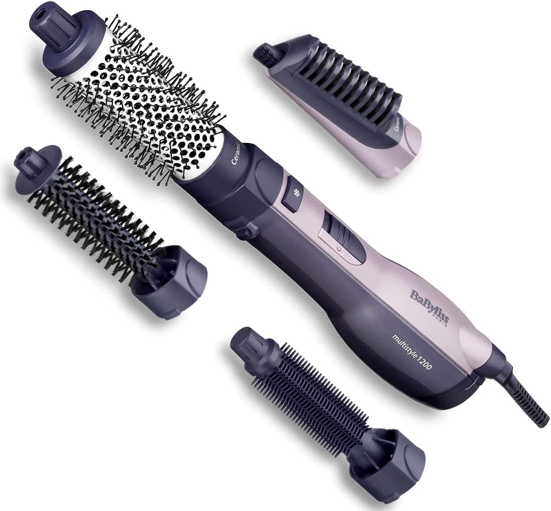 BaByliss Brosse soufflante multistyles Technologie ionique anti-frisottis, Technologie céramique, 4 accessoires, Multistyler, Noir, AS121E