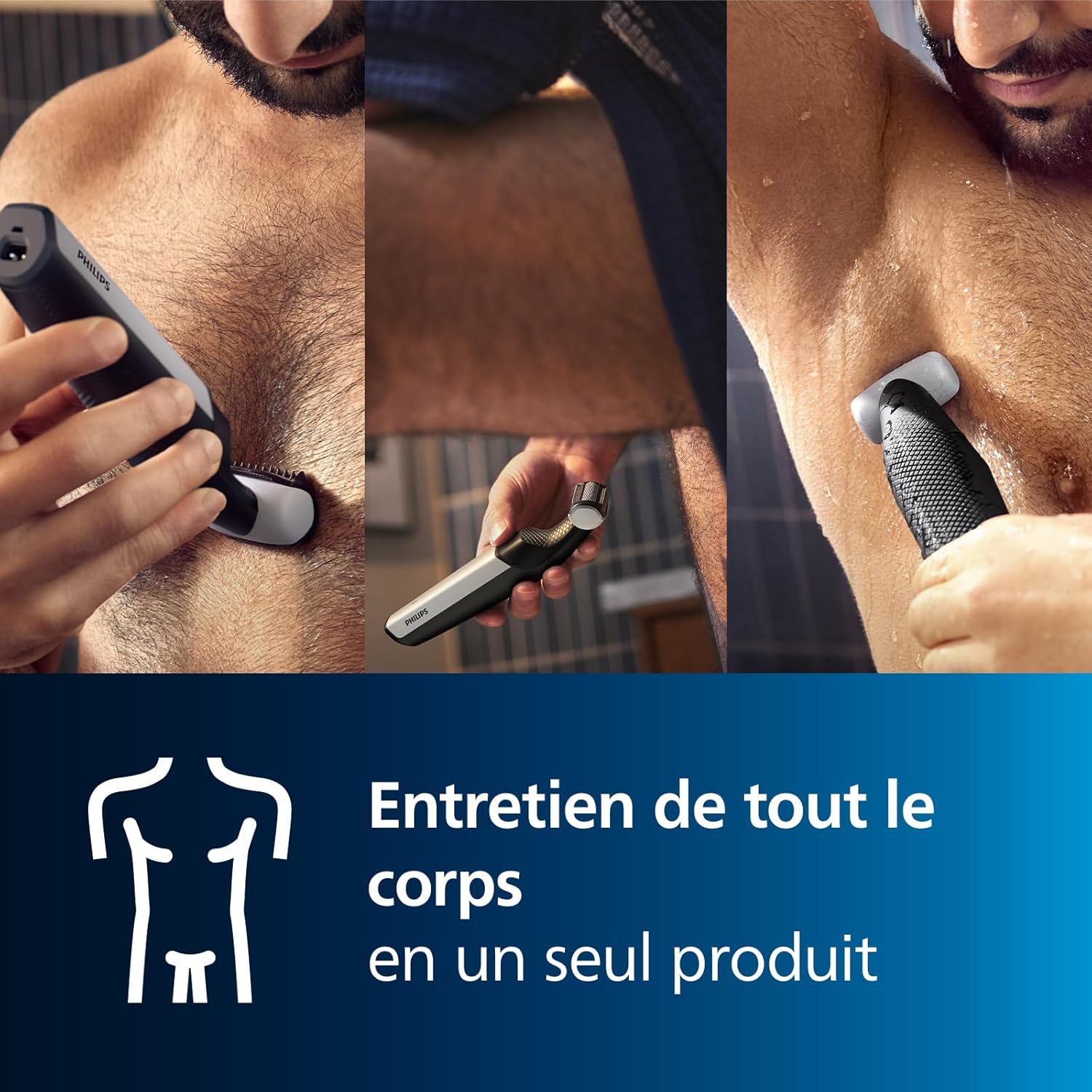 Philips Bodygroom Series 3000 - tondeuse corps et entrejambe étanche, rasage de près confortable, pour toutes les zones du corps, 50 min. Autonomie, modèle BG3017/01